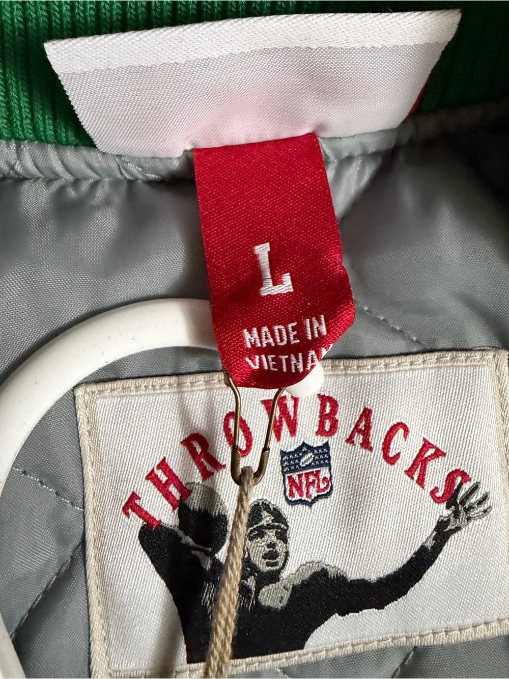Mitchell and Ness Eagles Satin Bomber Jacket - Green/Gray/White New With Tags